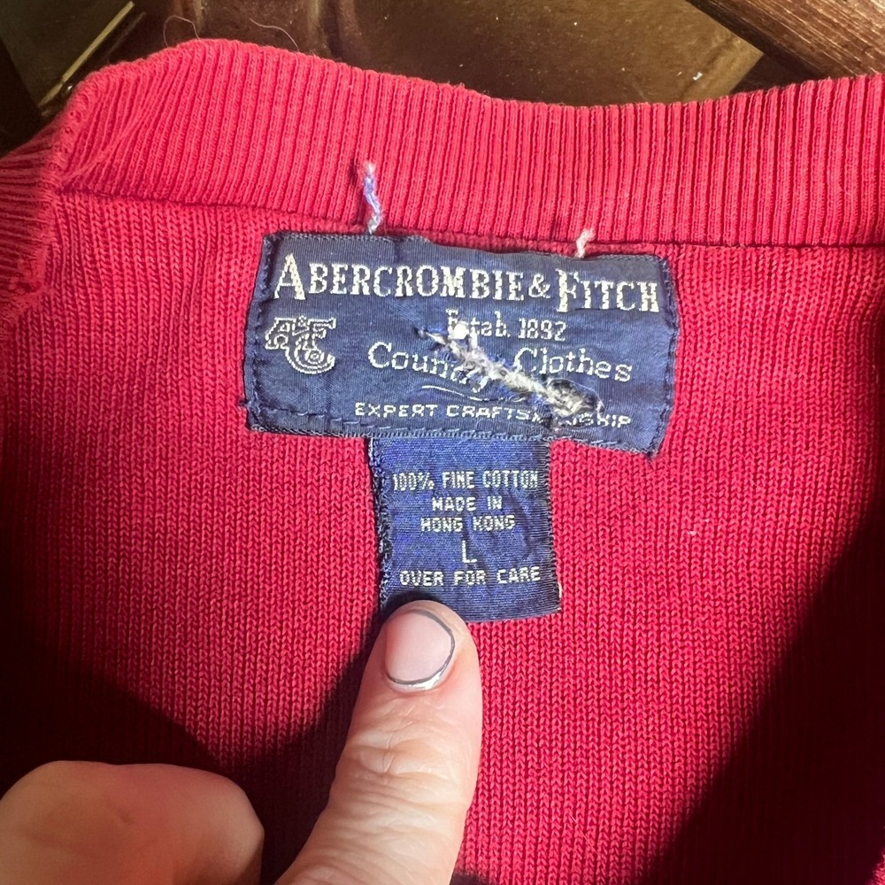 VTG Abercrombie‎ Fitch Country Red Embroidered Cotton Sweatshirt Crewneck L - Picture 4 of 7